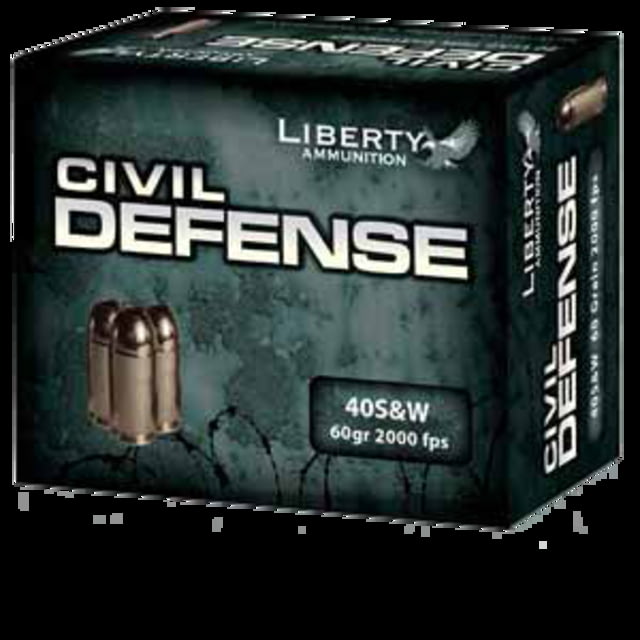 Liberty Ammunition Civil Defense .40 S&W 60 grain Hollow Point Brass Cased Centerfire Pistol Ammunition