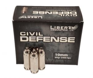 Liberty Ammunition Civil Defense 10mm Auto 60 grain Fragmenting Hollow Point Centerfire Pistol Ammunition