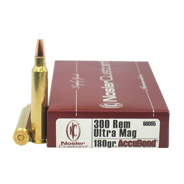 Nosler .300 Remington Ultra Magnum AccuBond 180 grain Brass Cased Rifle Ammunition