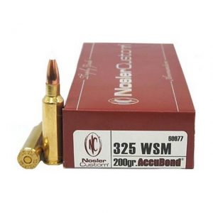 Nosler .325 Winchester Short Magnum AccuBond 200 grain Brass Cased Rifle Ammunition