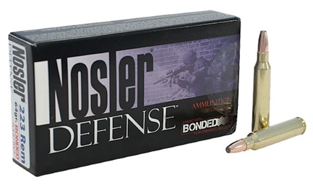 Nosler 39674 Defense 223 Rem 64 Gr Bonded Solid Base 20 Bx/ 20 Cs