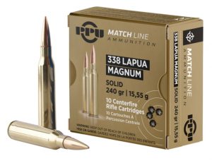 PPU Match 338 Lapua Mag 240 Grain Copper Solid Rifle Ammunition