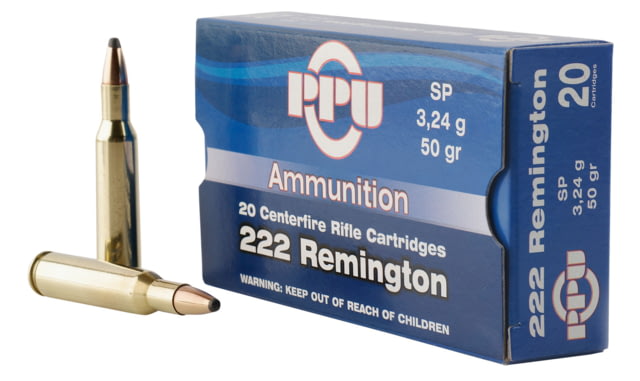 PPU PP222 Standard Rifle 222 Rem 50 Gr Soft Point (SP) 20 Bx/ 50 Cs