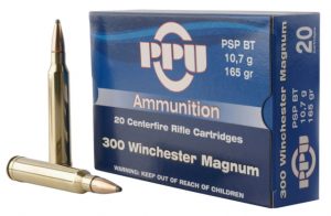 PPU PP3002 Standard Rifle 300 Win Mag 165 Gr Pointed Soft Point Boat Tail (PSPB