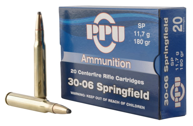 PPU PP30063 Standard Rifle 30-06 Springfield 180 Gr Soft Point (SP) 20 Bx/ 10 C