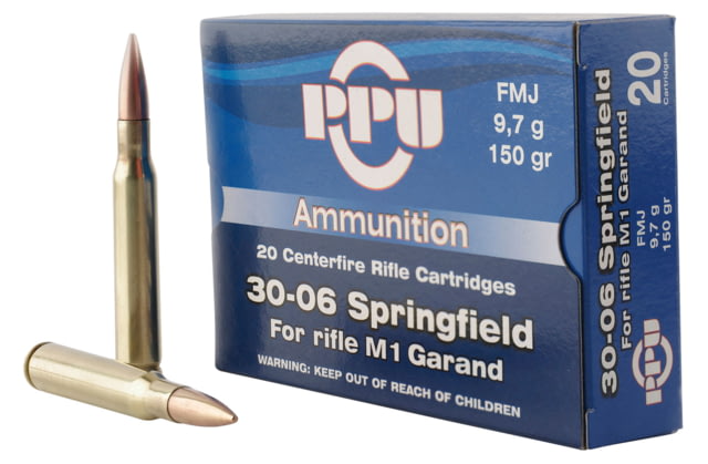 PPU PP3006G Standard Rifle 30-06 Springfield 150 Gr Full Metal Jacket (FMJ) 20