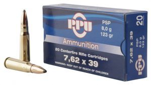 PPU PP76239P Metric Rifle 7.62x39mm 123 Gr Pointed Soft Point (PSP) 20 Bx/ 50 C