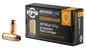 PPU PPD40 Defense 40 S&W 180 Gr Jacketed Hollow Point (JHP) 50 Bx/ 10 Cs