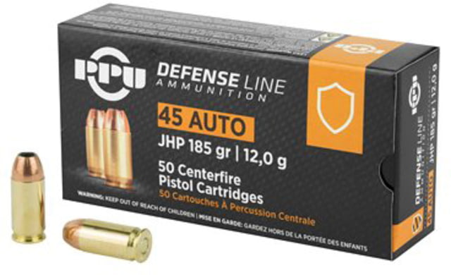 PPU PPD45 Defense 45 ACP 185 Gr Jacketed Hollow Point 50 Bx/ 10 Cs