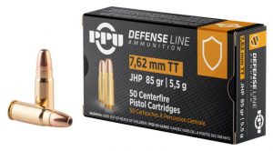 PPU PPD7T Defense 7.62x25mm Tokarev 85 Gr Jacketed Hollow Point (JHP) 50 Bx/ 10