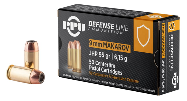 PPU PPD9M Defense 9×18 Makarov 93 Gr Jacketed Hollow Point (JHP) 50 Bx/ 20 Cs