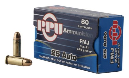 PPU PPH25 Handgun 25 ACP 50 Gr Full Metal Jacket (FMJ) 50 Bx/ 20 Cs