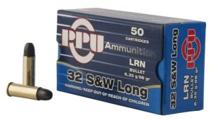 PPU PPH32SW Handgun 32 S&W Long 98 Gr Lead Round Nose (LRN) 50 Bx/ 10 Cs