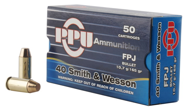 PPU PPH40F Handgun 40 S&W 165 Gr Flat Point Jacketed (FPJ) 50 Bx/ 10 Cs