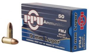 PPU PPH9F2 Handgun 9mm Luger 124 Gr Full Metal Jacket (FMJ) 50 Bx/ 20 Cs