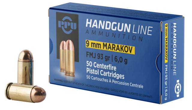 PPU PPH9MF Handgun 9×18 Makarov 93 Gr Full Metal Jacket (FMJ) 50 Bx/ 20 Cs