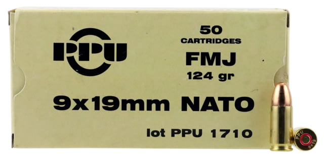 PPU PPN9 Mil-Spec 9mm NATO 124 Gr Full Metal Jacket (FMJ) 50 Bx/ 20 Cs