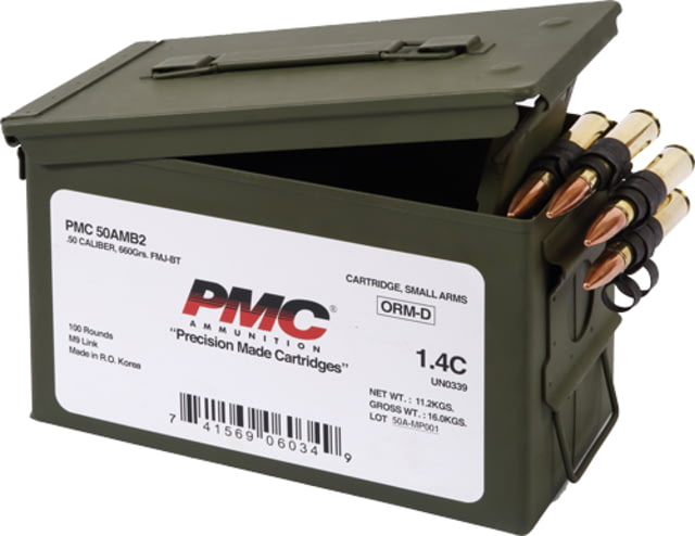 Pmc Ammunition Pmc Ammo .50 Bmg Ammo Can 660gr.fmj-bt 100 Rounds Linked