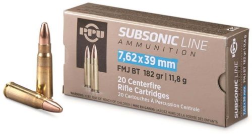 Ppu Ammo Subsonic 7.62x39 182gr. Fmj 20-pack