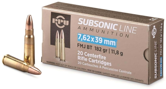 Ppu Ammo Subsonic 7.62×39 182gr. Fmj 20-pack