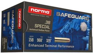 Ruag Swiss P Norma Ammo .38spl Safeguard 158gr. Jhp 50-pack