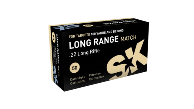 SK Long Range Match .22 Long Rifle 40 grain Lead Round Nose Brass Cased Rimfire Ammunition