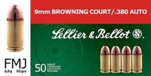 Sellier & Bellot SB380A Handgun 380 ACP 92 Gr Full Metal Jacket (FMJ) 50 Bx/ 20