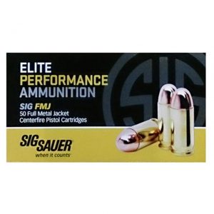 Sig Sauer Elite Ball .38 Super +P 125gr. FMJ Pistol Ammo – 50 Rounds