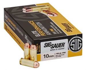 Sig Sauer Elite Performance 10mm Auto 180 grain Full Metal Jacket Brass Cased Centerfire Pistol Ammunition