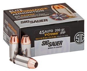 Sig Sauer Elite V-Crown .45 ACP 200gr. JHP Pistol Ammo - 20 Rounds
