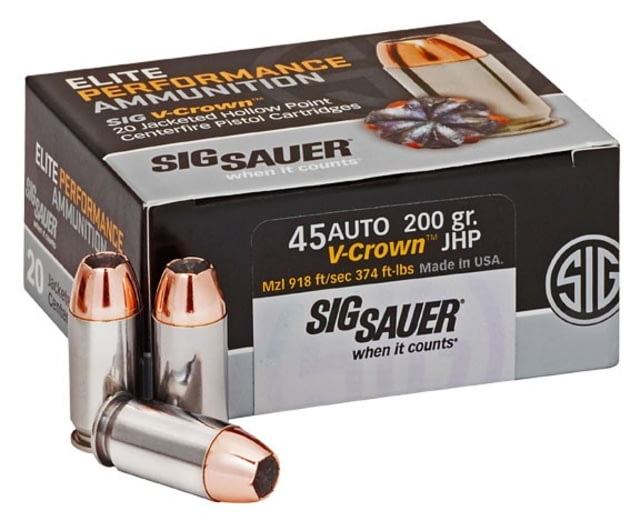 Sig Sauer Elite V-Crown .45 ACP 200gr. JHP Pistol Ammo – 20 Rounds