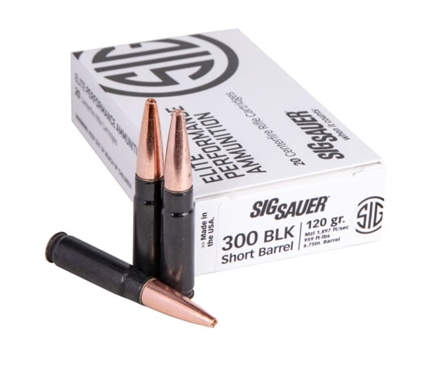 Sig Sauer SBR Solid Copper .300 AAC Blackout 205 grain Hunting Tipped Brass Cased Centerfire Rifle Ammunition