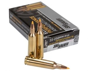 Sig Sauer SIG Hunting Rifle Ammunition .22-250 Remington 40 grain Full Metal Jacket Brass Cased Centerfire Rifle Ammunition