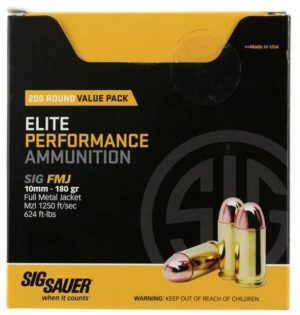 Sig Sauer Value Packs 10mm Auto 180 grain Full Metal Jacket Brass Cased Centerfire Pistol Ammunition
