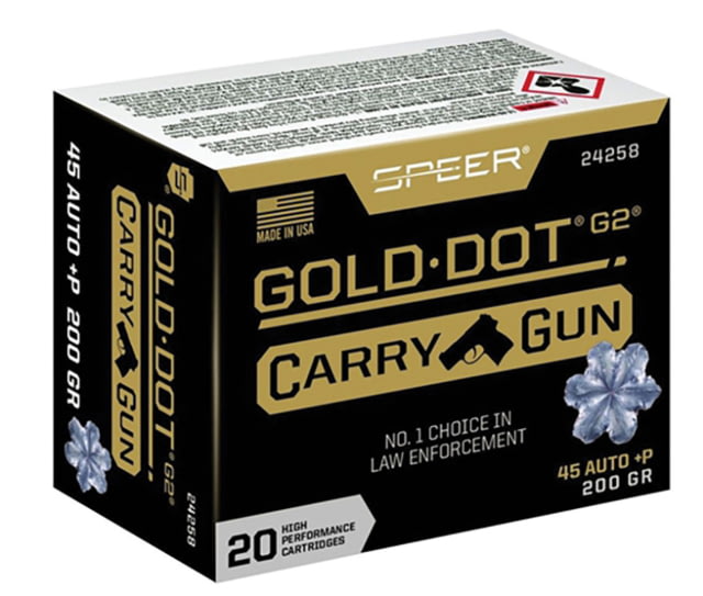 Speer Gold Dot .45 ACP +P 200 grain Gold Dot Hollow Point Centerfire Pistol Ammunition