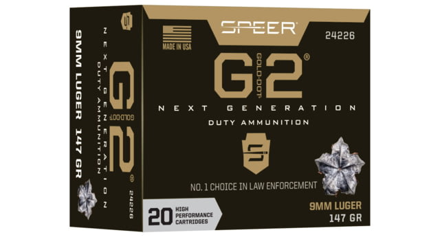 Speer Gold Dot 9mm Luger 147 grain Gold Dot G2 Centerfire Pistol Ammunition