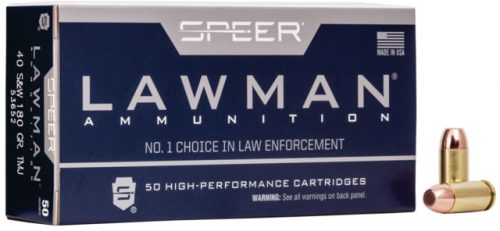 Speer Lawman Handgun Training .40 S&W 180 grain Total Metal Jacket Centerfire Pistol Ammunition
