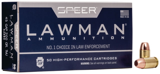 Speer Lawman Handgun Training .45 GAP 200 grain Total Metal Jacket Centerfire Pistol Ammunition