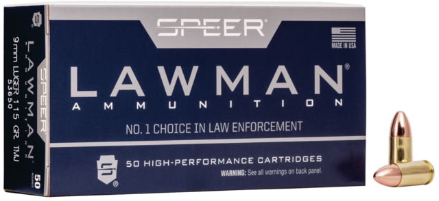 Speer Lawman Handgun Training 9mm Luger 115 grain Total Metal Jacket Centerfire Pistol Ammunition