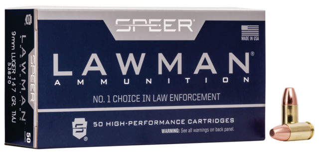 Speer Lawman Handgun Training 9mm Luger 147 grain Total Metal Jacket Centerfire Pistol Ammunition