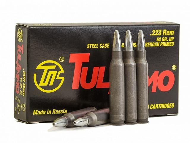 TulAmmo .223 Remington 62 Grain FMJ Steel Ammunition
