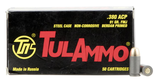 Tulammo TA380910 Handgun 380 ACP 91 Gr Full Metal Jacket (FMJ) 50 Bx/ 20 Cs
