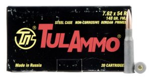 Tulammo TA762548 Rifle 7.62x54mmR 148 Gr Full Metal Jacket (FMJ) 20 Bx/ 25 Cs
