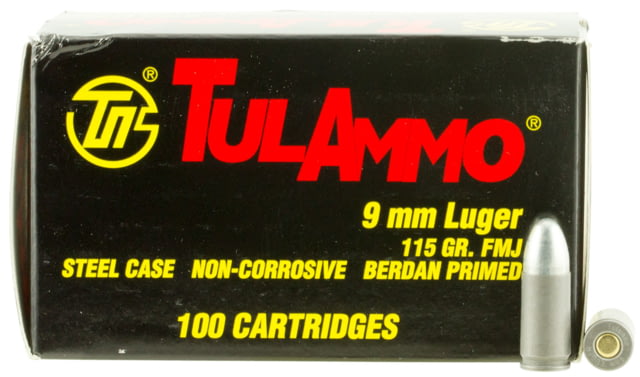 Tulammo TA919100 Handgun 9mm Luger 115 Gr Full Metal Jacket (FMJ) 100 Bx/ 10 Cs