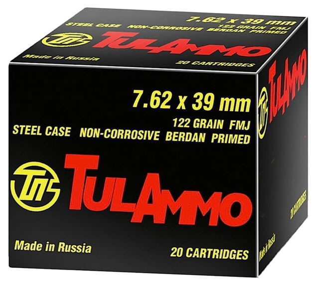 Tulammo UL076210 Rifle 7.62x39mm 122 Gr Full Metal Jacket (FMJ) 100 Bx/ 10 Cs