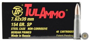 Tulammo UL076213 Rifle 7.62x39mm 124 Gr Soft Point (SP) 40 Bx/ 25 Cs