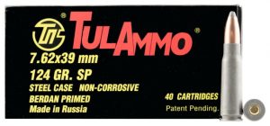 Tulammo UL076214 Rifle 7.62x39mm 154 Gr Spitzer 40 Bx/ 25 Cs
