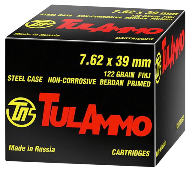 Tulammo UL076240 Rifle 7.62x39mm 122 Gr Full Metal Jacket (FMJ) 40 Bx/ 25 Cs
