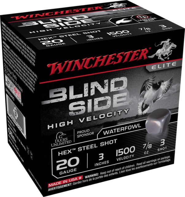 Winchester Ammo SBS203HV3 Blindside High Velocity 20 Gauge 3" 7/8 Oz 3 Shot 25 B