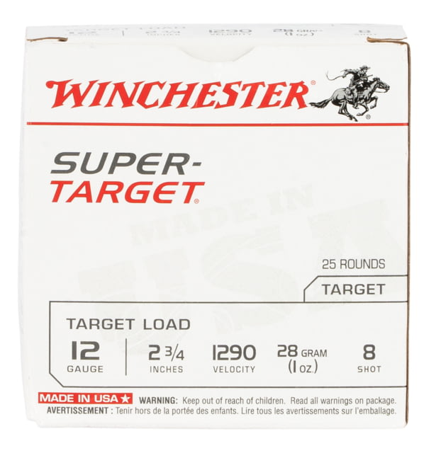 Winchester Ammo TRGT12908 Super Target 12 Gauge 2.75" 1 Oz 8 Shot 25 Bx/ 10 Cs